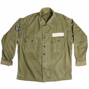 product handmade uniqueness US AIR FORCE HBT UTILITY SHIRT WITH 13 STARS BUTTONS WW2 ERA STAFF SERGEANT SIZE 42R