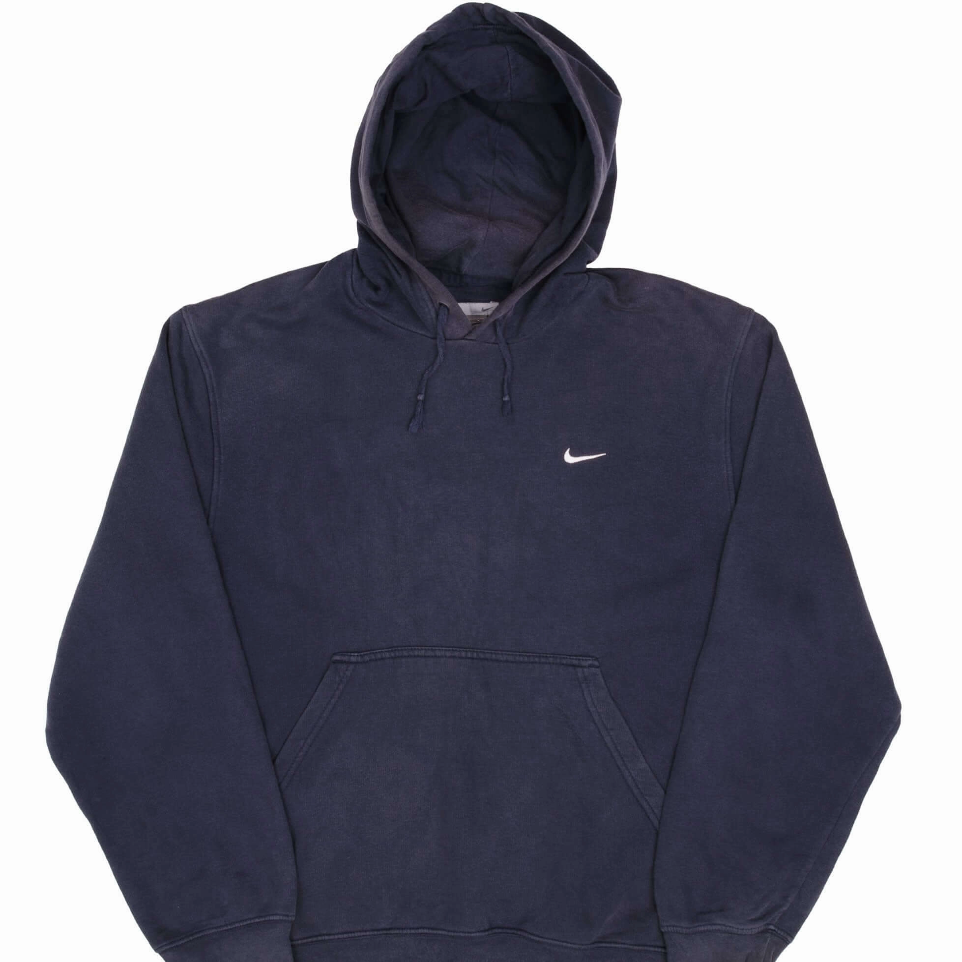product home friendliness Designer VINTAGE NIKE CLASSIC SWOOSH NAVY BLUE HOODIE SWEATSHIRT 2000S SIZE MEDIUM