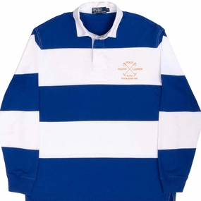 Hoodie Fashion VINTAGE RALPH LAUREN BLUE & WHITE STRIPED RUGBY POLO SHIRT 1990S SIZE MEDIUM