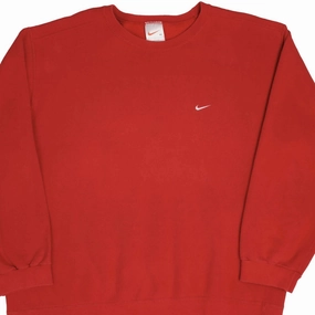 rhinestone accents VINTAGE NIKE CLASSIC SWOOSH RED SWEATSHIRT 1990S SIZE XL MADE IN USA