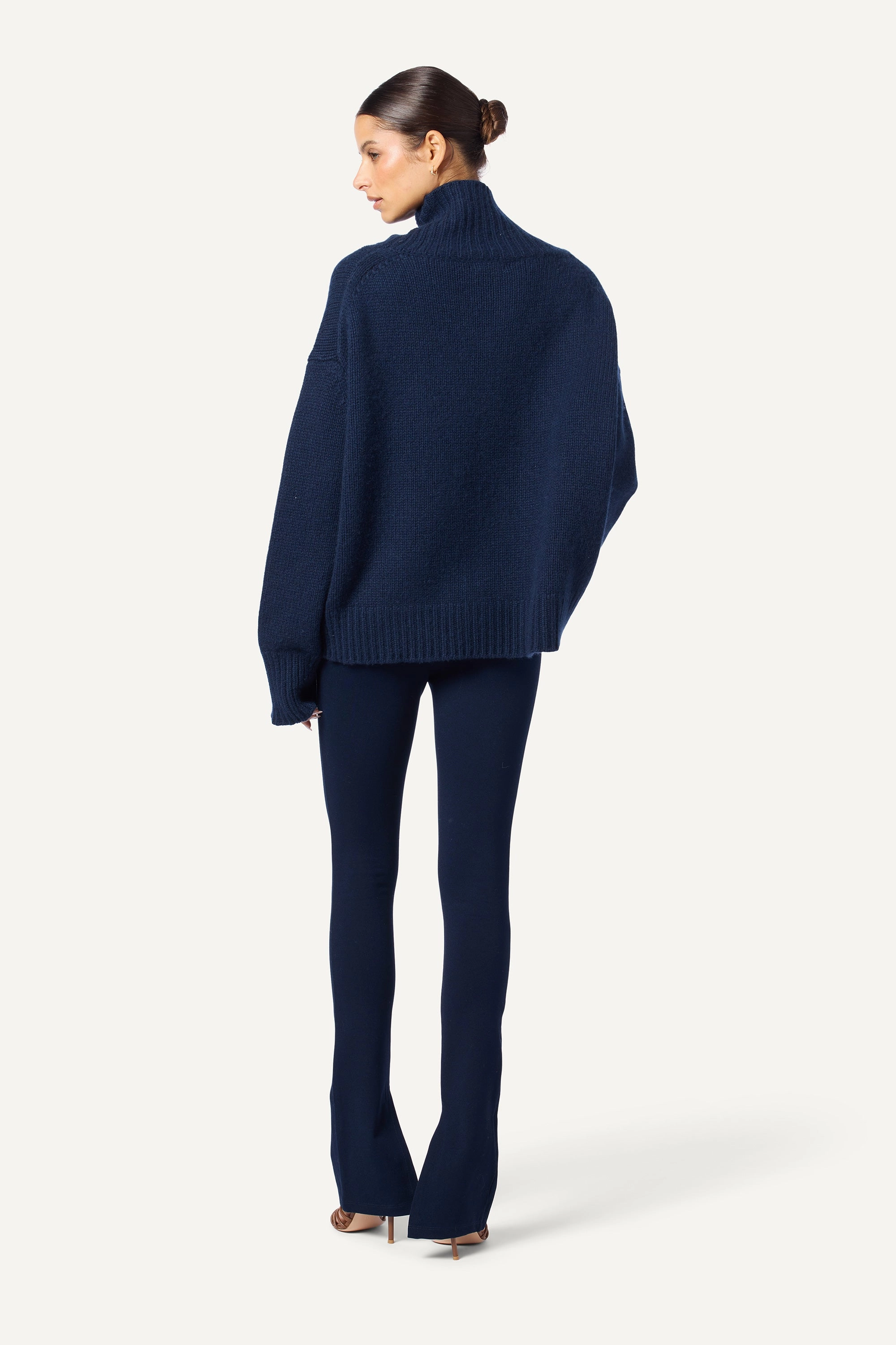SCARLETT CASHMERE TURTLENECK SWEATER | MIDNIGHT NAVY Soft Knit Layer Allergen Free Processing