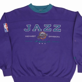 VINTAGE NBA UTAH JAZZ EMBROIDERED SWEATSHIRT 1990S SIZE XL product social responsibility Urban Edge