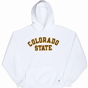 Mass produced crew neck VINTAGE RUSSEL COLORADO STATE UNIVERSITY WHITE HOODIE SWEATSHIRT 1990S XL