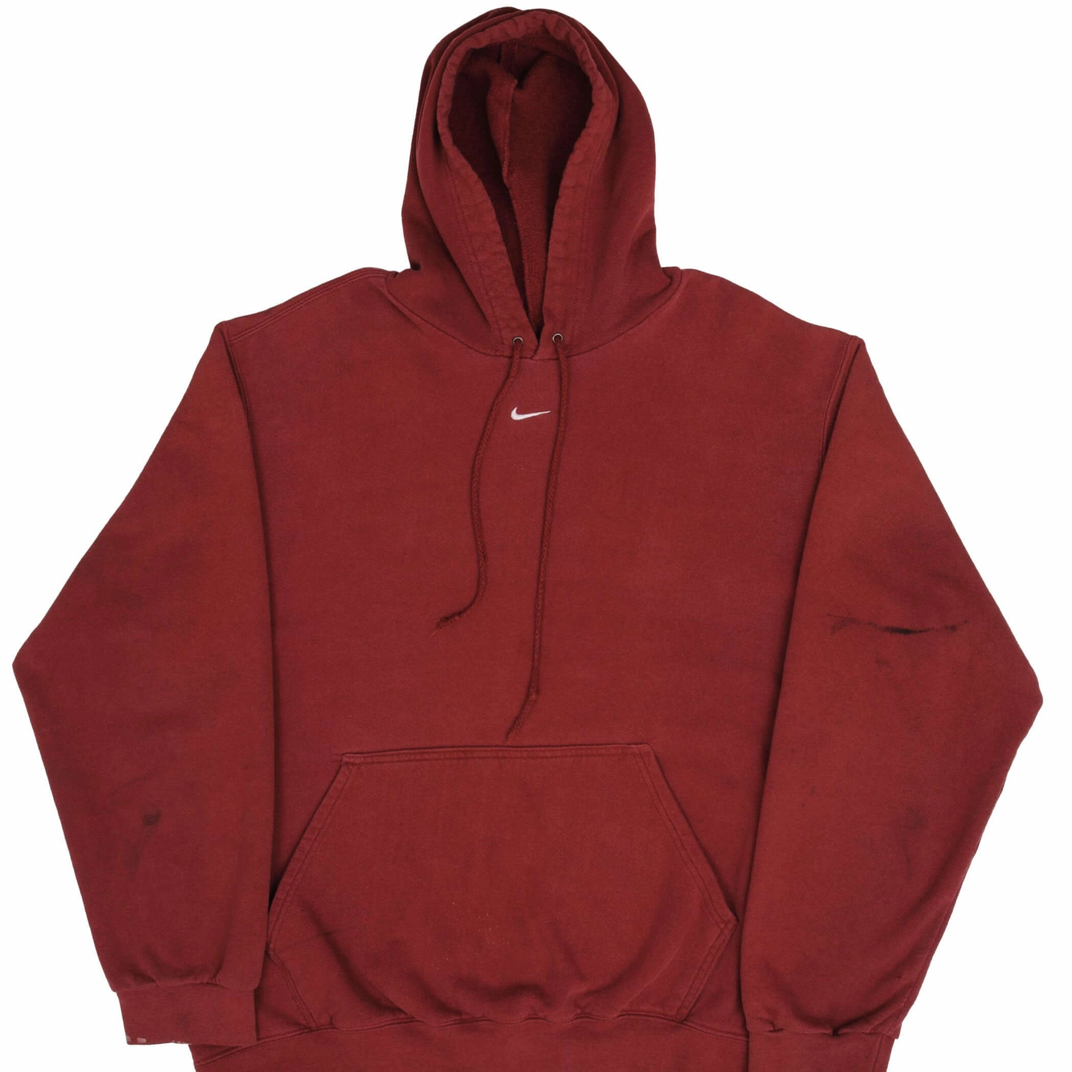 VINTAGE NIKE MIDDLE SWOOSH TRAVIS SCOTT BURGUNDY HOODIE SWEATSHIRT 2000S SIZE XL Fashionable Hoodie