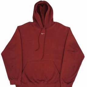VINTAGE NIKE MIDDLE SWOOSH TRAVIS SCOTT BURGUNDY HOODIE SWEATSHIRT 2000S SIZE XL Fashionable Hoodie