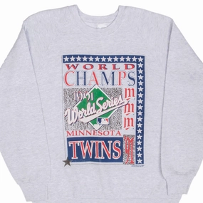 VINTAGE MLB MINNESOTA TWINS 1991 CHAMPIONS SWEATSHIRT LARGE MADE IN USA Essential Minimal