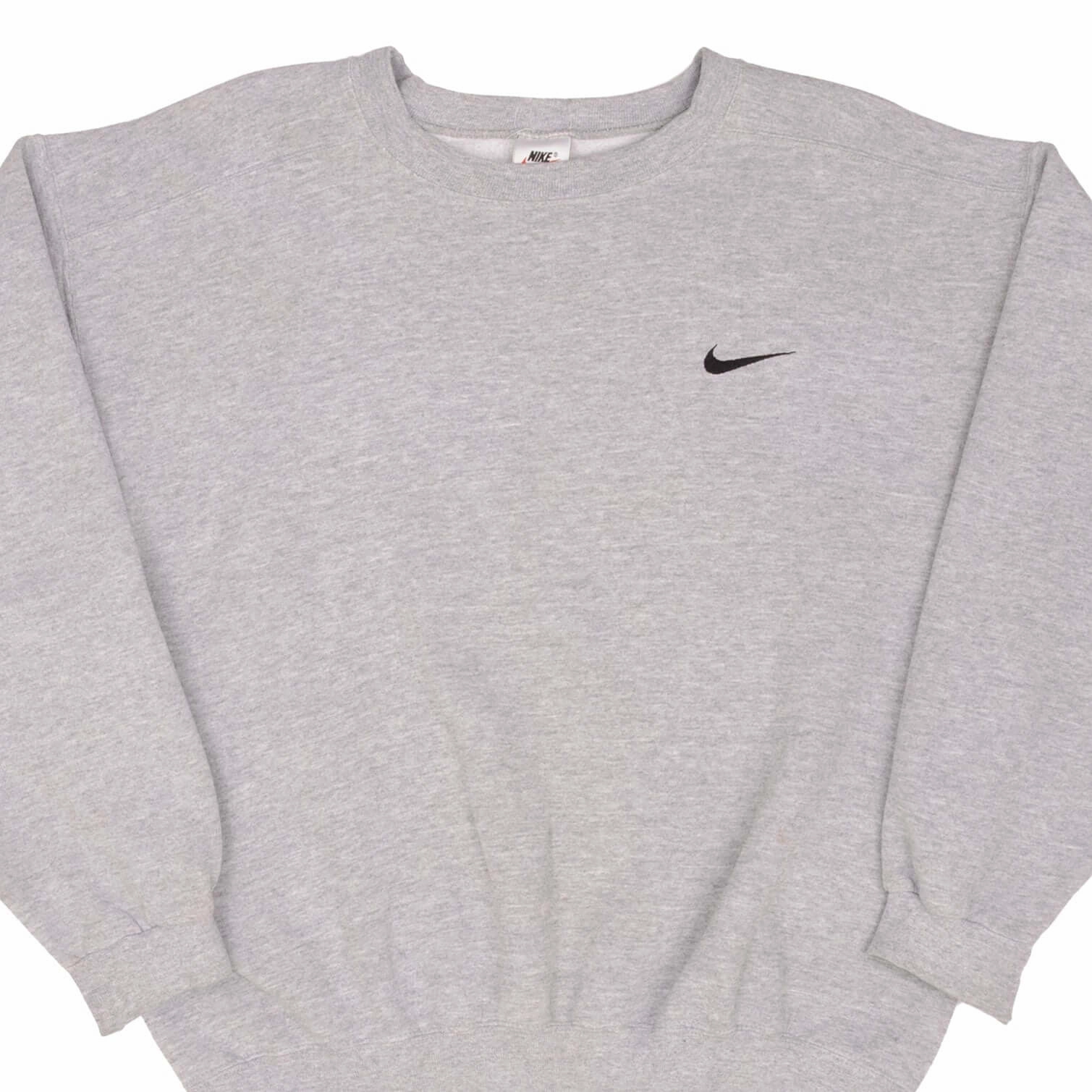 VINTAGE NIKE CLASSIC SWOOSH GRAY SWEATSHIRT 1990S SIZE MEDIUM Regular Fit