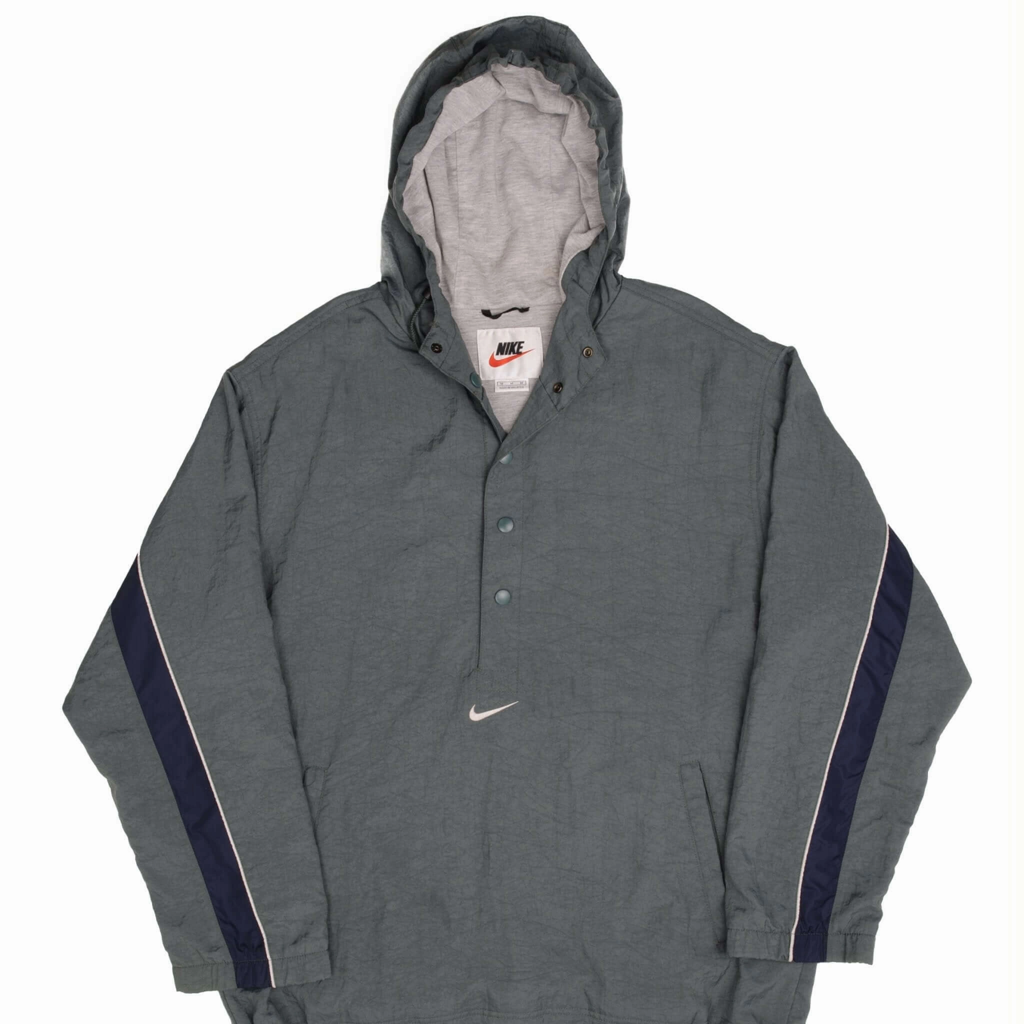 VINTAGE NIKE CENTER SWOOSH GREEN PULLOVER WINDBREAKER JACKET 1990S SIZE MEDIUM FoldableDesign