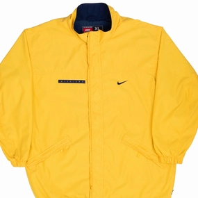 VINTAGE NIKE NCAA MICHIGAN UNIVERSITY YELLOW WINDBREAKER JACKET 1990S XL Performance Edge Decal