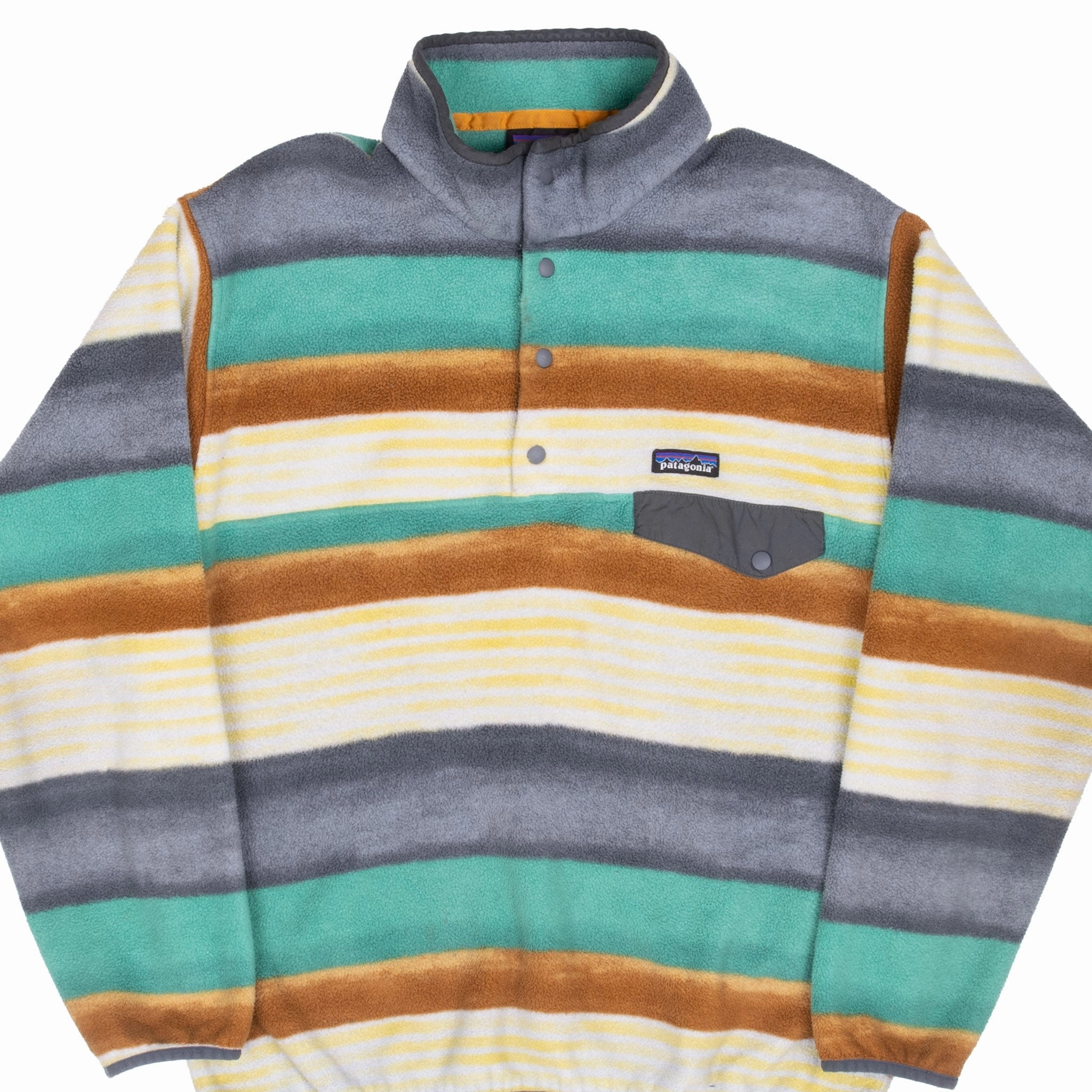 Active Jacket Active Fashion VINTAGE PATAGONIA SYNCHILLA SNAP T STRIPED FLEECE PULLOVER LARGE