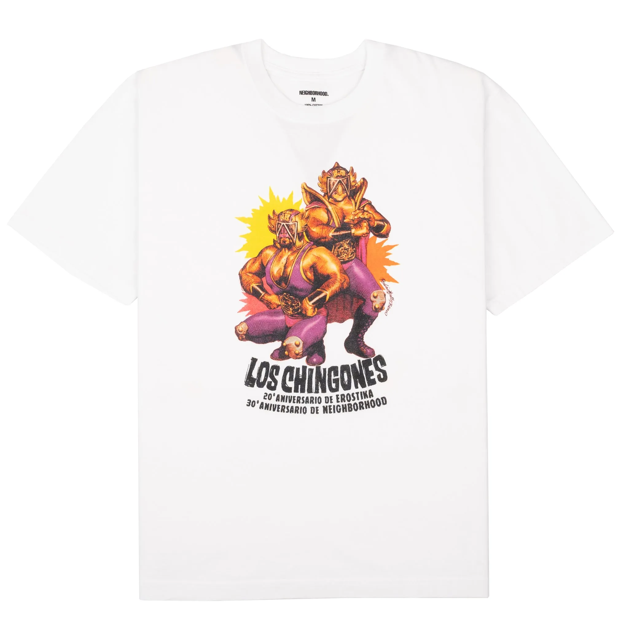 Neighborhood x Erostika Los Chingones Tee - Wrestlers - White LightweightBlend