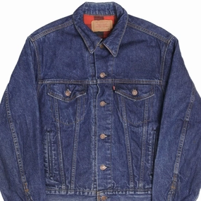 VINTAGE LEVIS TYPE 3 PLAID LINED DENIM JACKET 4 POCKETS 1980S SZE 42 MADE USA Refined Casual Slim-fit