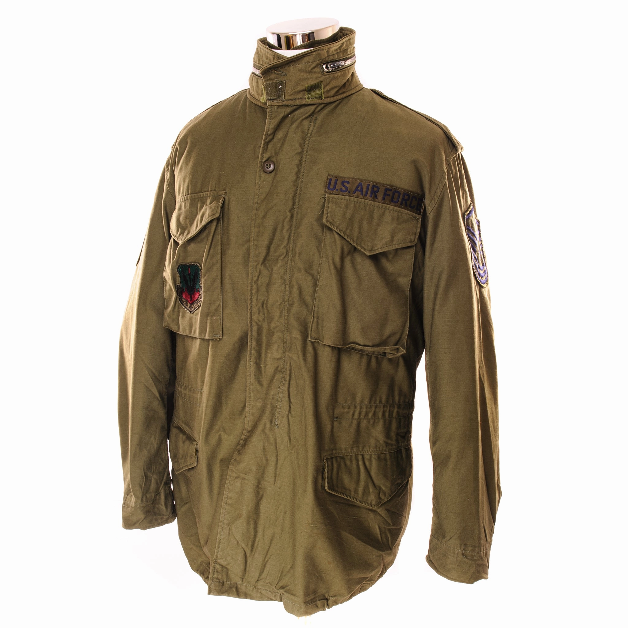 Warm Gear Durable Outerwear VINTAGE USAF M-1965 M65 FIELD JACKET 1970 VIETNAM WAR SIZE LARGE LONG PATCHED
