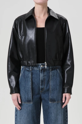 Belted Minimize Shoreditch Ski Club x AGOLDE Essie Recycled Leather Cropped Jacket