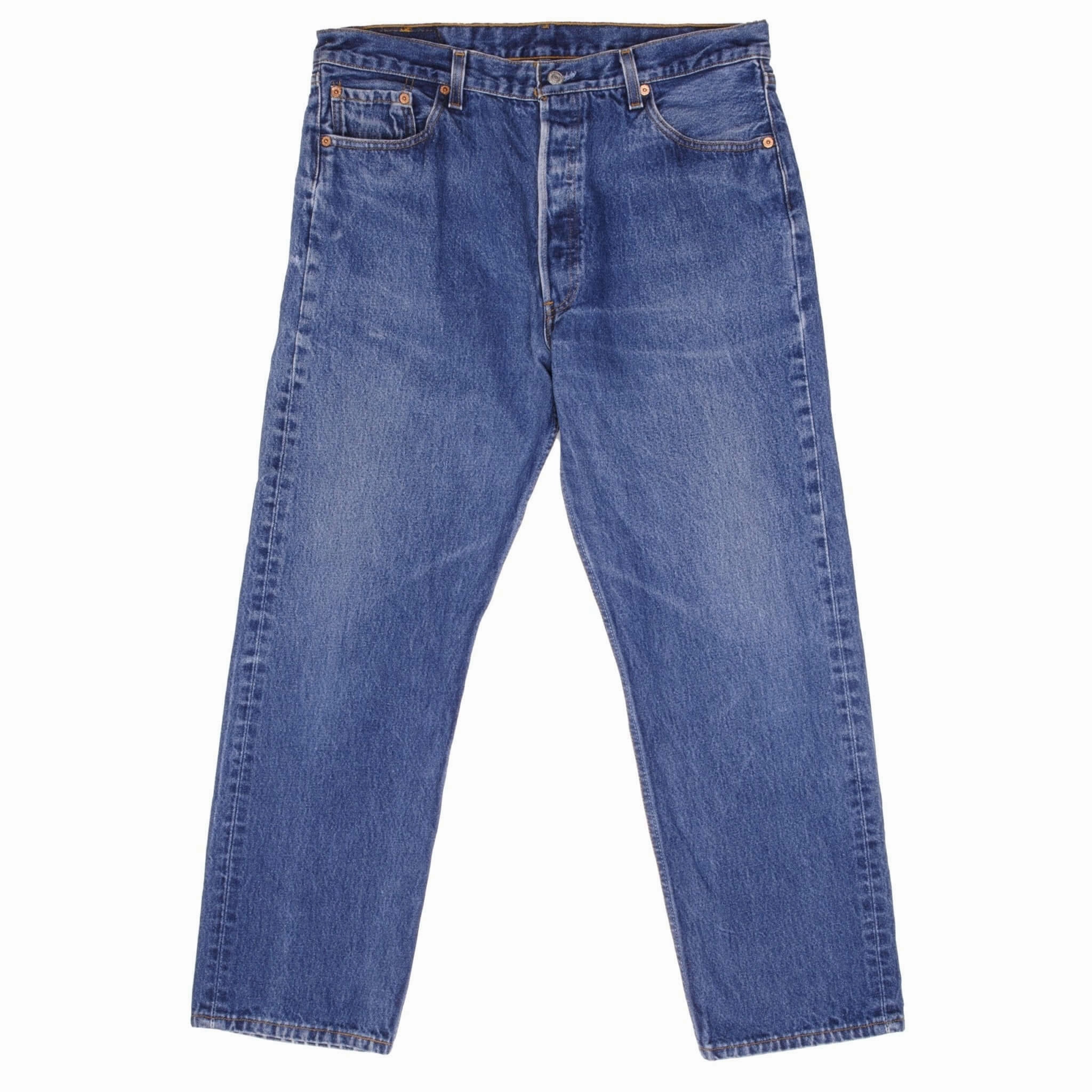 VINTAGE LEVIS 501 JEANS INDIGO 1990s SIZE W36 L29 MADE IN USA Colorfast Denim