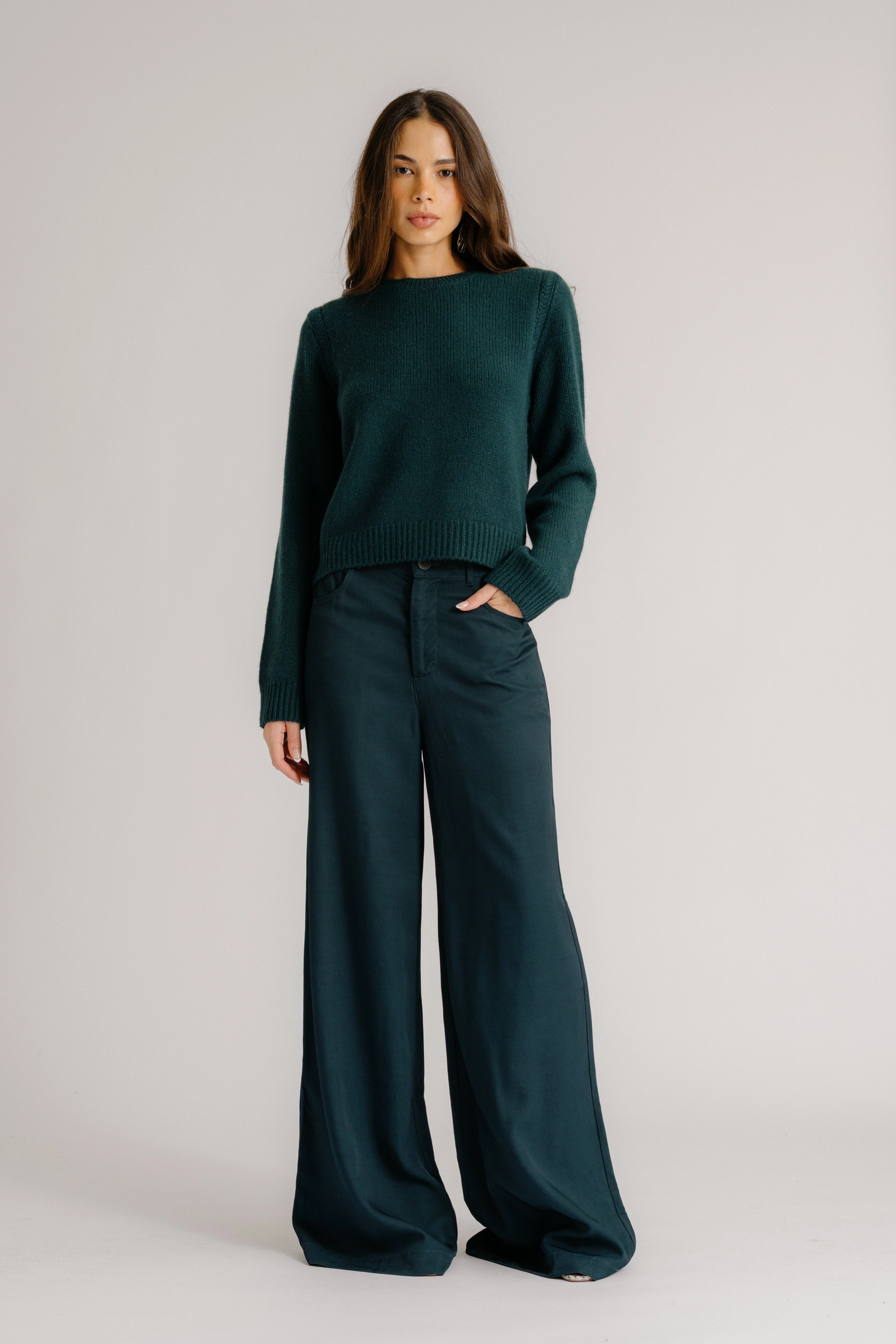 Cozy Midweight Fabric NOA SHRUNKEN CASHMERE CREWNECK SWEATER | SACRAMENTO
