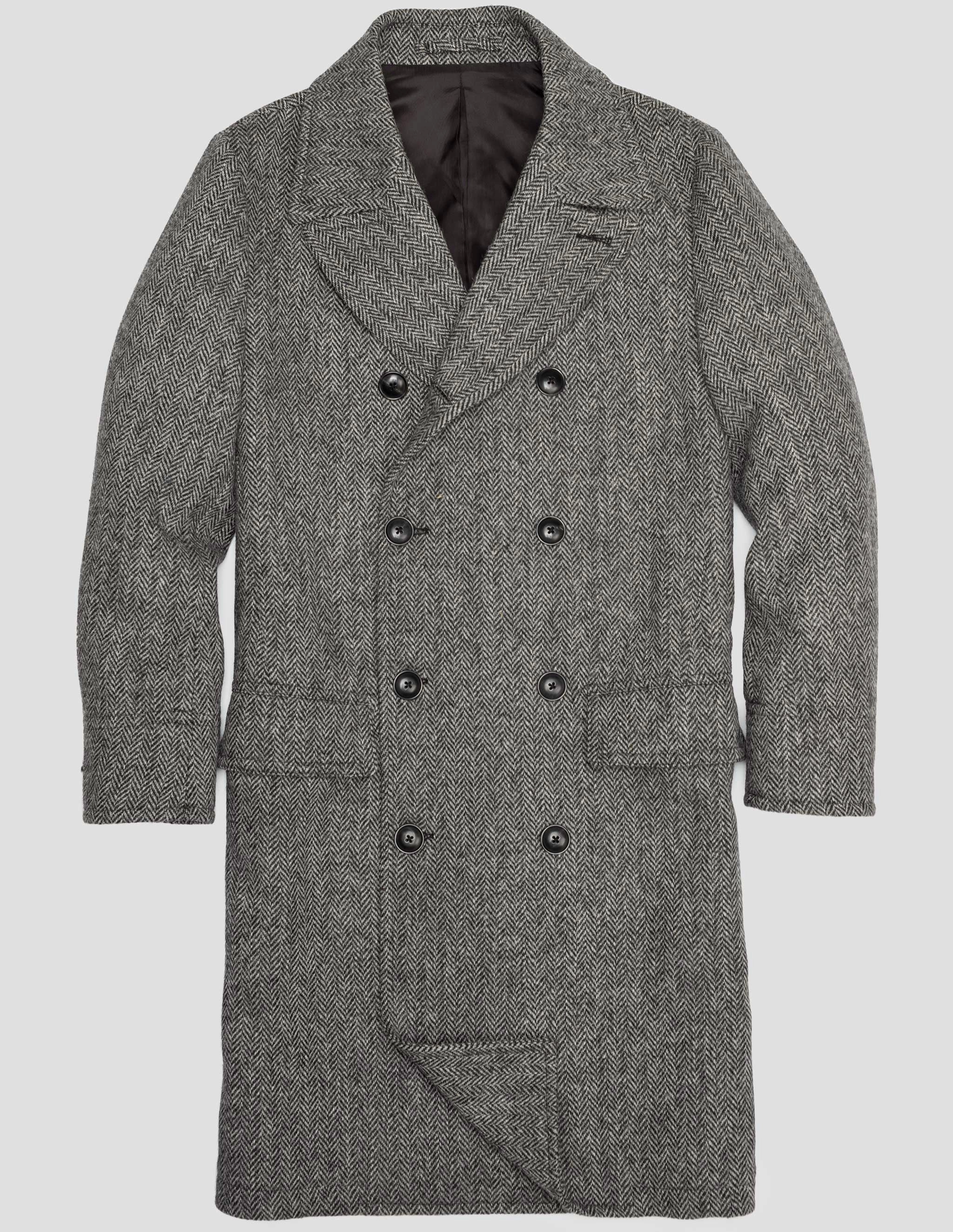 Harris Tweed Herringbone Double Breasted Topcoat Compact packaging