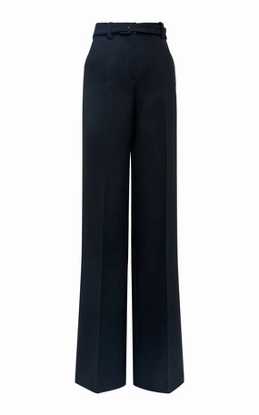 Layering Comfort WindResistantMaterial Norman Wide-Leg Pant in Black Recycled Virgin Wool