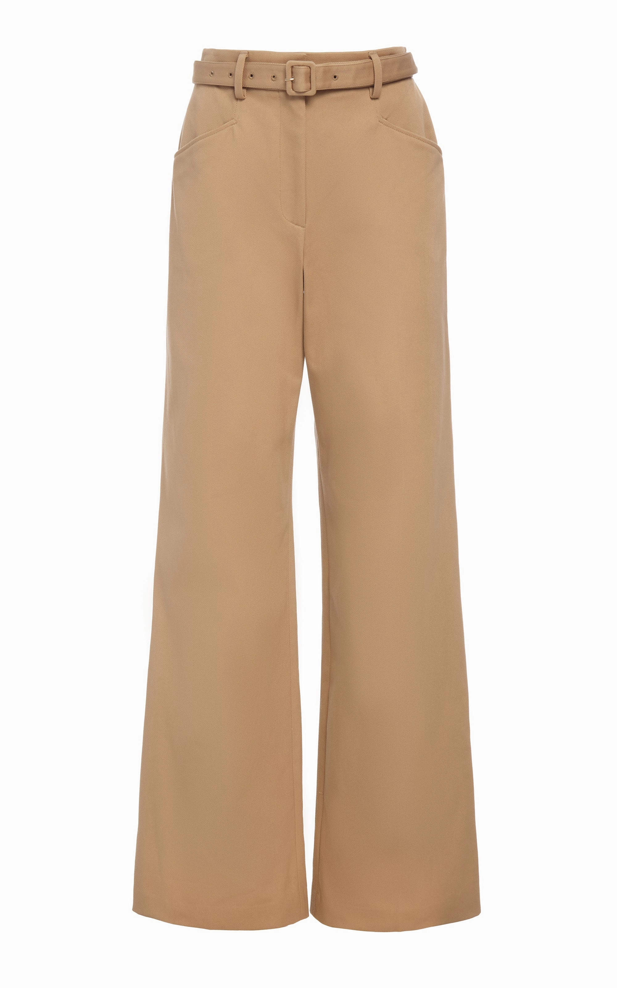 Norman Wide-leg Pant in Camel Sea Island Cotton Twill Chic Look Full Coverage