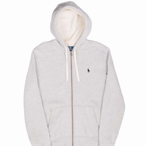 VINTAGE RALPH LAUREN FULL ZIP CLASSIC GREY HOODIE SWEATSHIRT 1990S MEDIUM Timeless Fashion