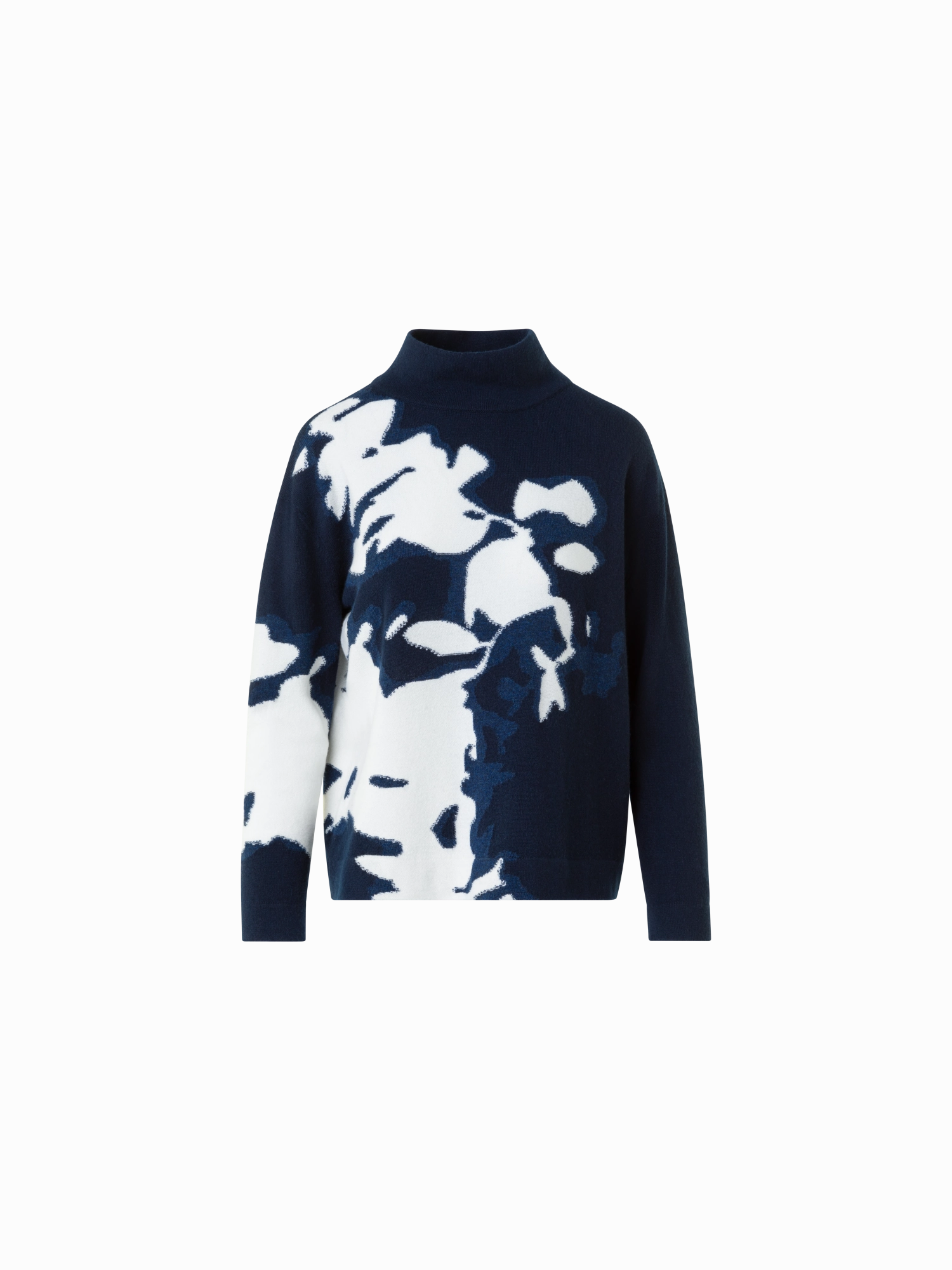 Cashmere Wildflower Intarsia Mock Neck Sweater Breathable Layer