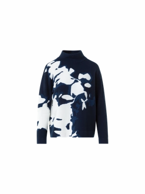 Mid layer Daywear Fit Cashmere Wildflower Intarsia Mock Neck Sweater