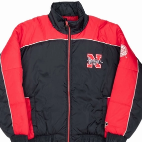 Hike Ready VINTAGE NCAA NEBRASKA HUSKERS 1990S PRO PLAYER HEAVY WINDBREAKER JACKET 2XL