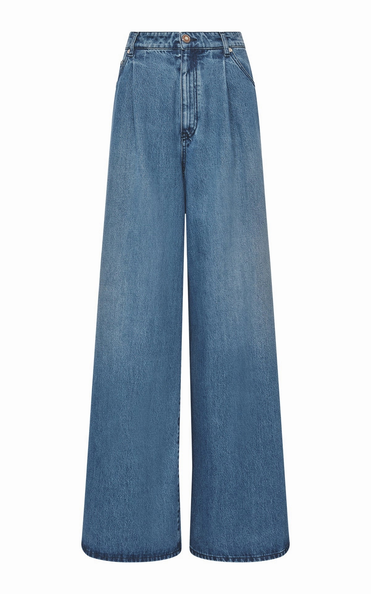 Brenn Wide-leg Jean in Uruguayan Blue Recycled Cotton Denim Simple Comfort Temperature Regulating Fabric