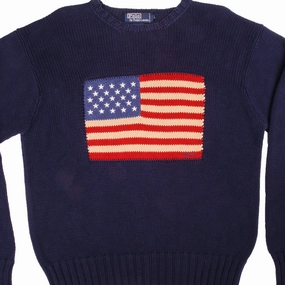 VINTAGE RALPH LAUREN USA FLAG KNIT 1990S SWEATSHIRT SIZE LARGE product thermal lining insulation Formal Casual
