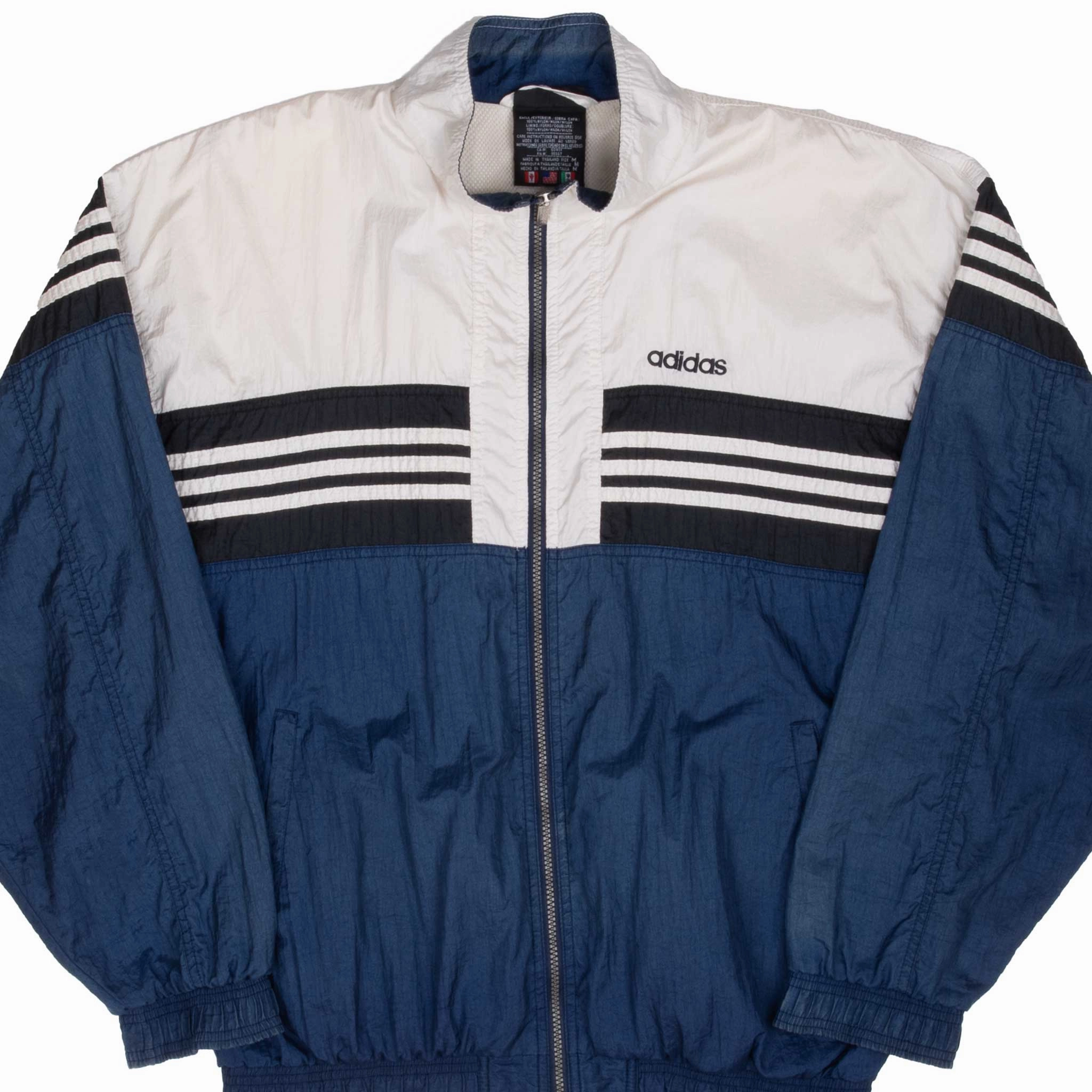 Layer Flexibility VINTAGE ADIDAS BLUE & WHITE WINDBREAKER JACKET 1990S MEDIUM