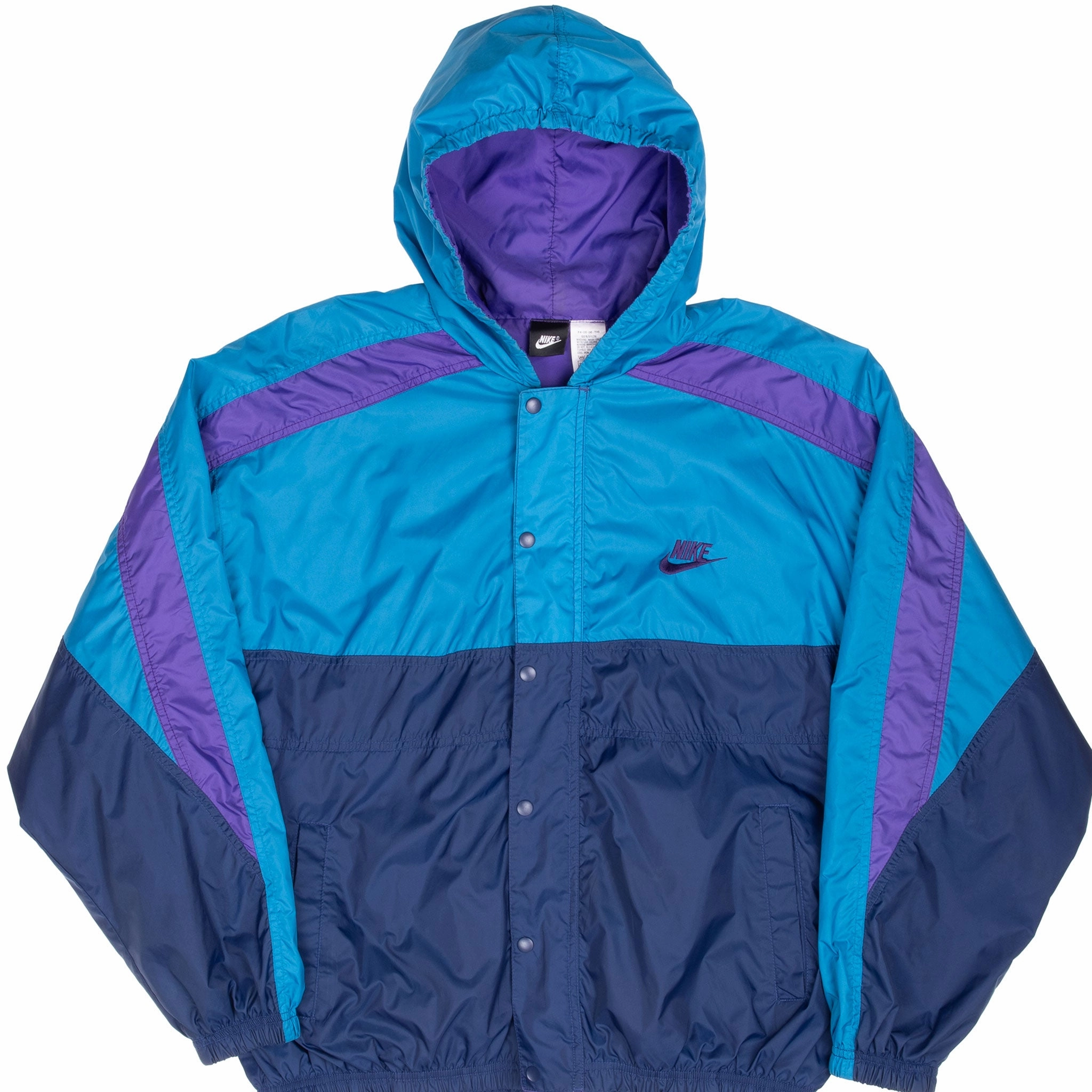 VINTAGE NIKE CLASSIC SWOOSH BLUE PURPLE WINDBREAKER JACKET 1990S LARGE Stock Consent