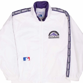 VINTAGE MLB COLORADO ROCKIES WHITE WINDBREAKER JACKET 1990S MEDIUM Weather Ready