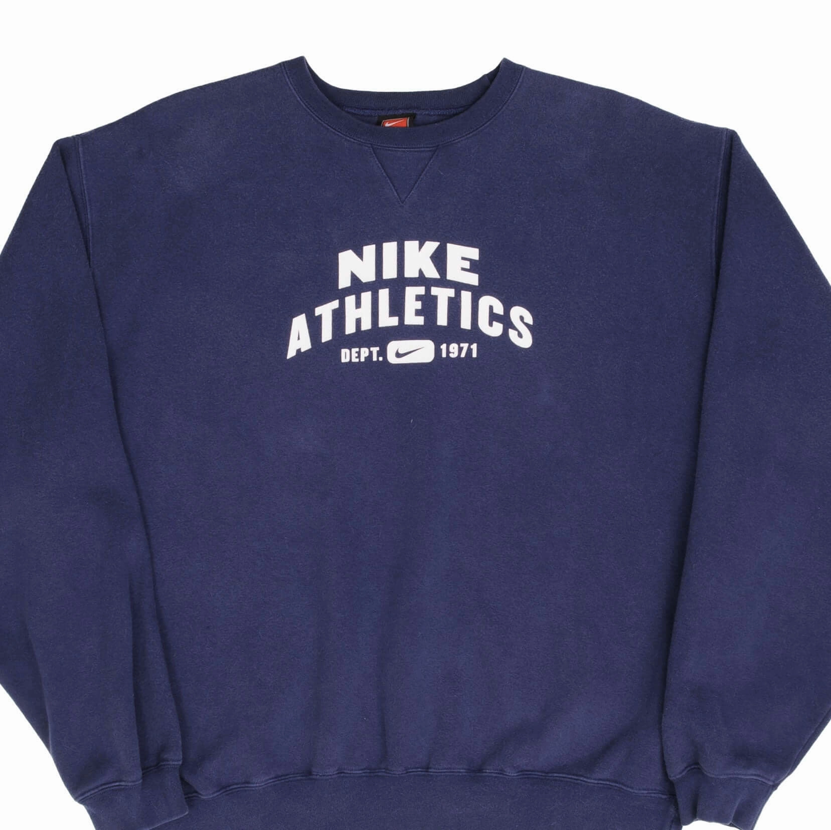 Cool Essentials Weekend Chic VINTAGE NIKE ATHLETICS SPELLOUT BLUE SWEATSHIRT 1990S SIZE LARGE