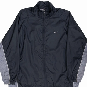 Envision VINTAGE NIKE CLASSIC SWOOSH BLACK WINDBREAKER JACKET 2000S 2XL