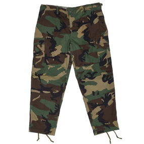 VINTAGE US ARMY WOODLAND CAMO COMBAT TROUSERS PANTS 1982 LARGE REGULAR SecureClosures Wrinklefree