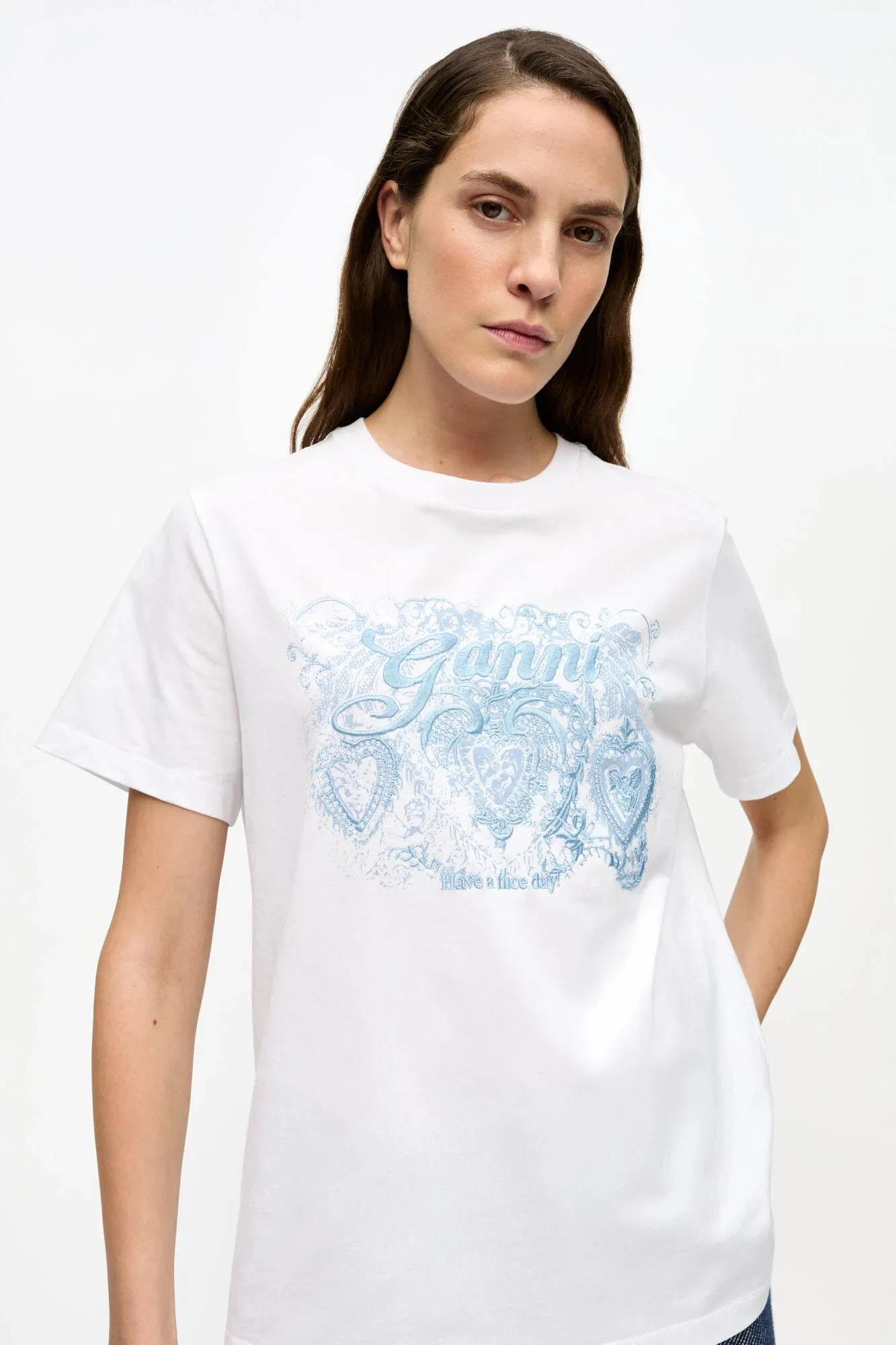 White Jersey Tattoo Lace T-shirt Comfy Top Athletic Wear