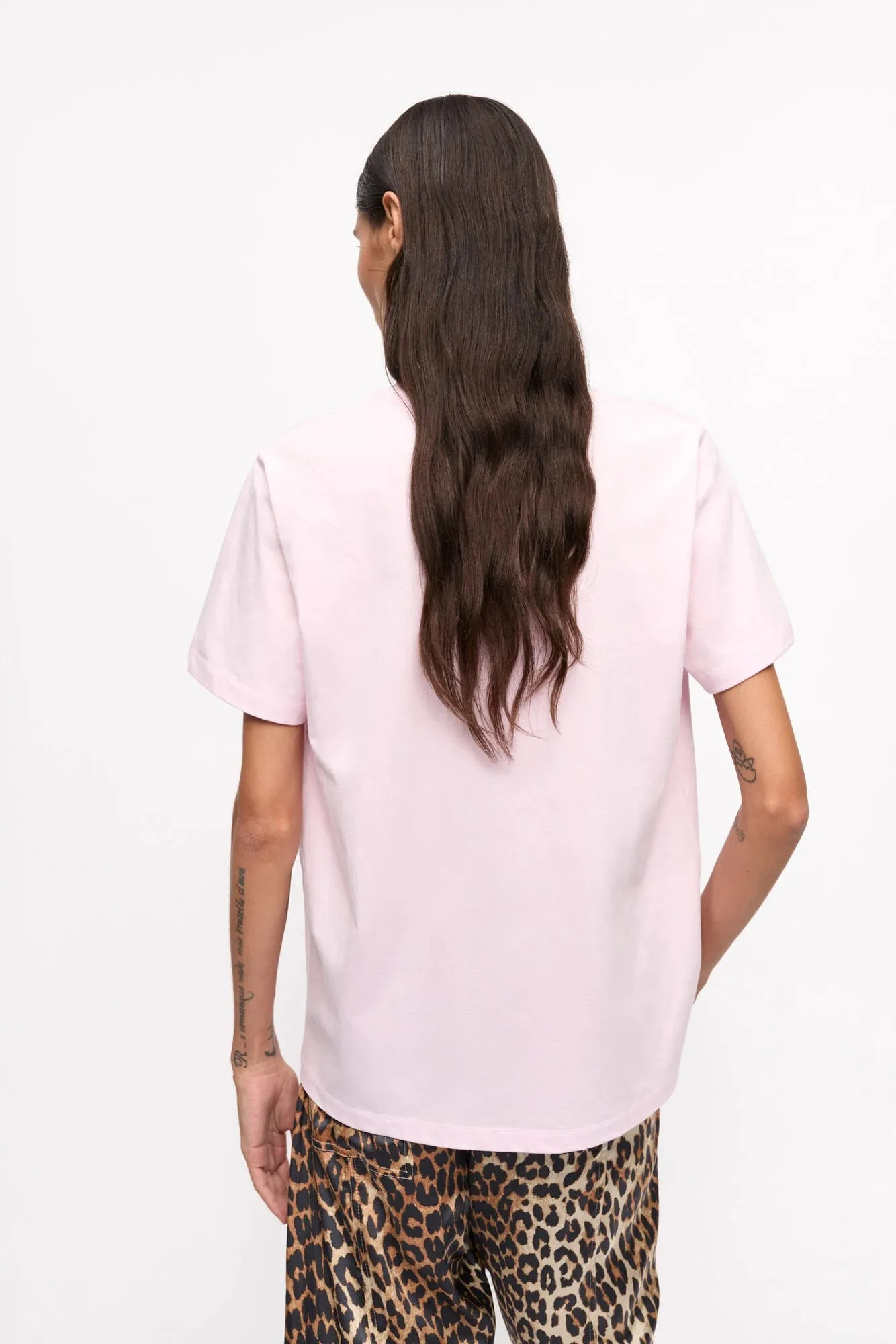 Pink Basic Jersey Leopard Relaxed T-shirt Active Wearable Casual Layer Look