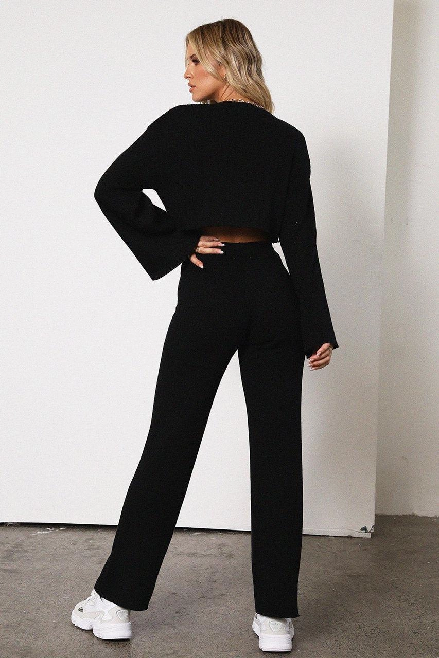 Lightweight Open Weave Pippa Top - Black