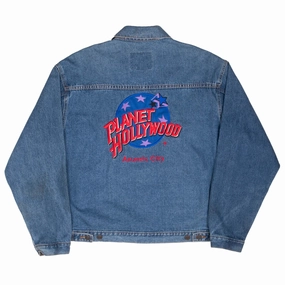 Office Look Worth VINTAGE PLANET HOLLYWOOD ATLANTIC CITY DENIM JACKET 1990S SIZE LARGE