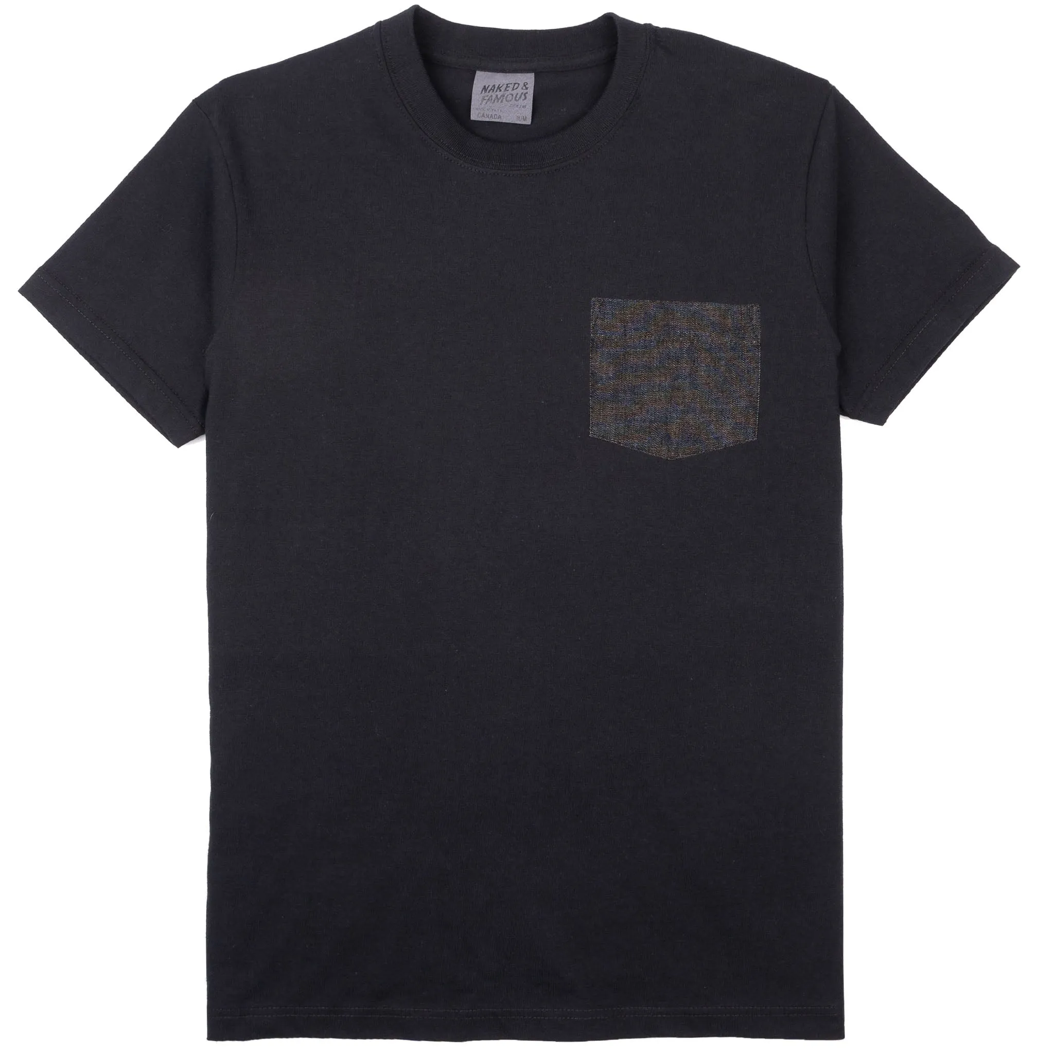 Comfortable texture Pocket Tee - Black - Black Lightweight Denim - Black