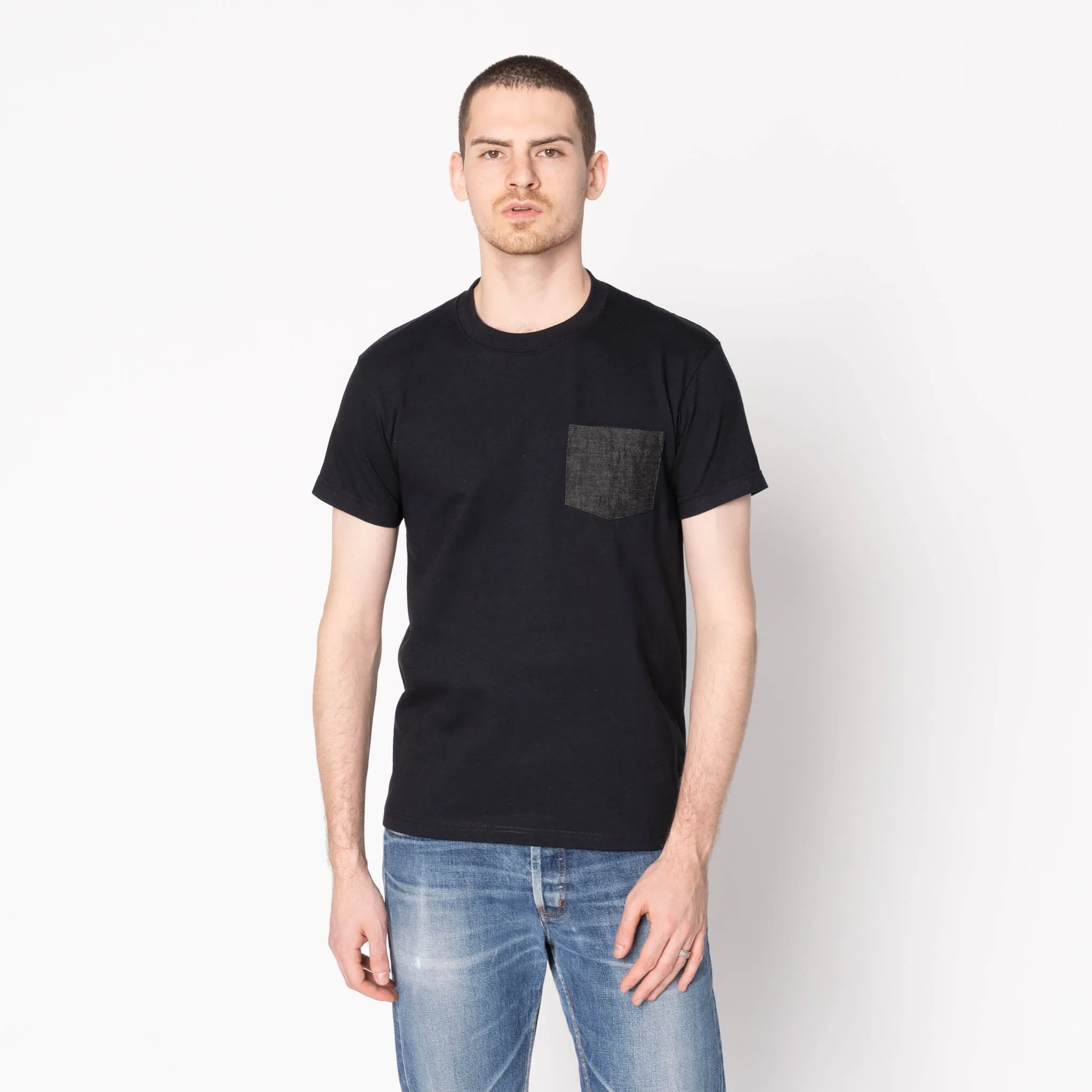 Minimalist fashion Pocket Tee - Black - Black Lightweight Denim - Black