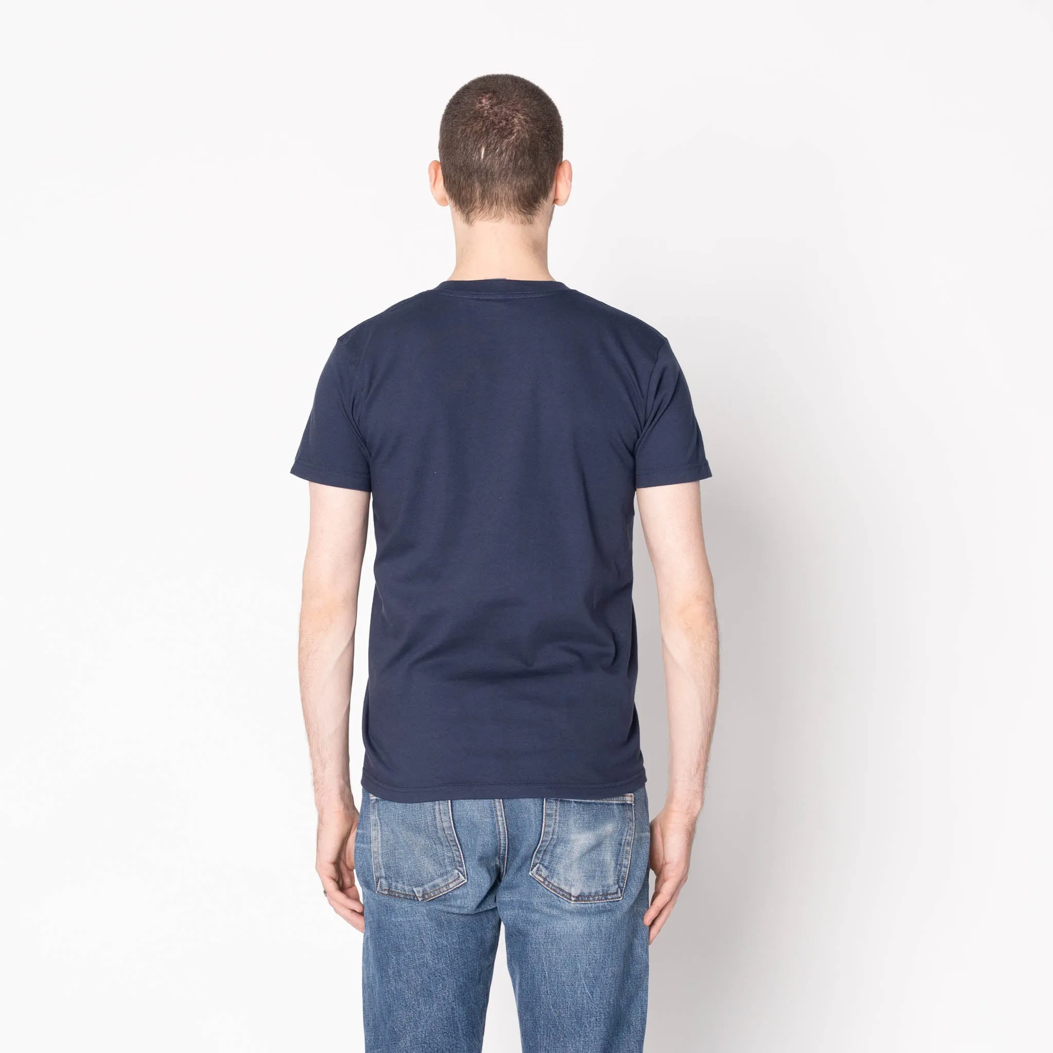 Relaxed Fit Relaxed Wear Fit Pocket Tee - Navy - Origami Poplin - Blue