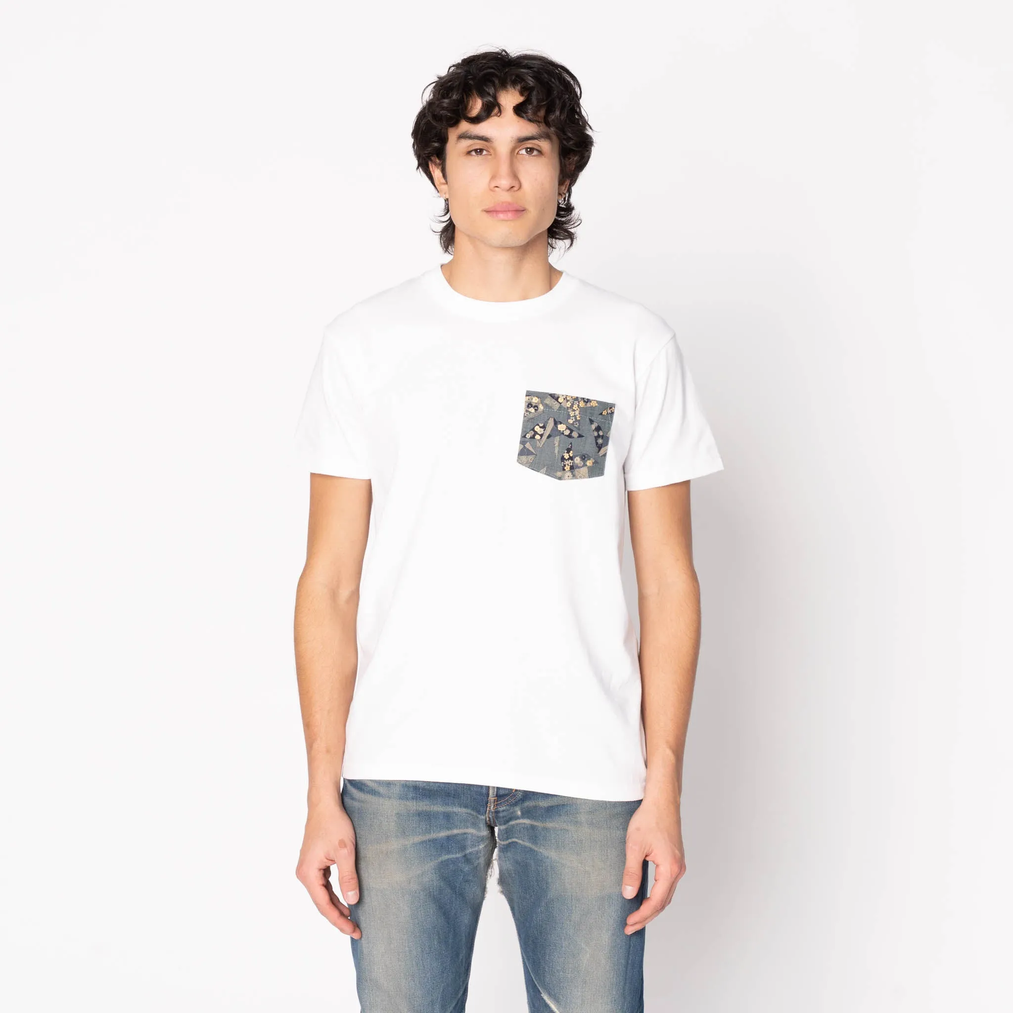 Pocket Tee - White - Origami Poplin - Blue cyber monday Eco-friendly