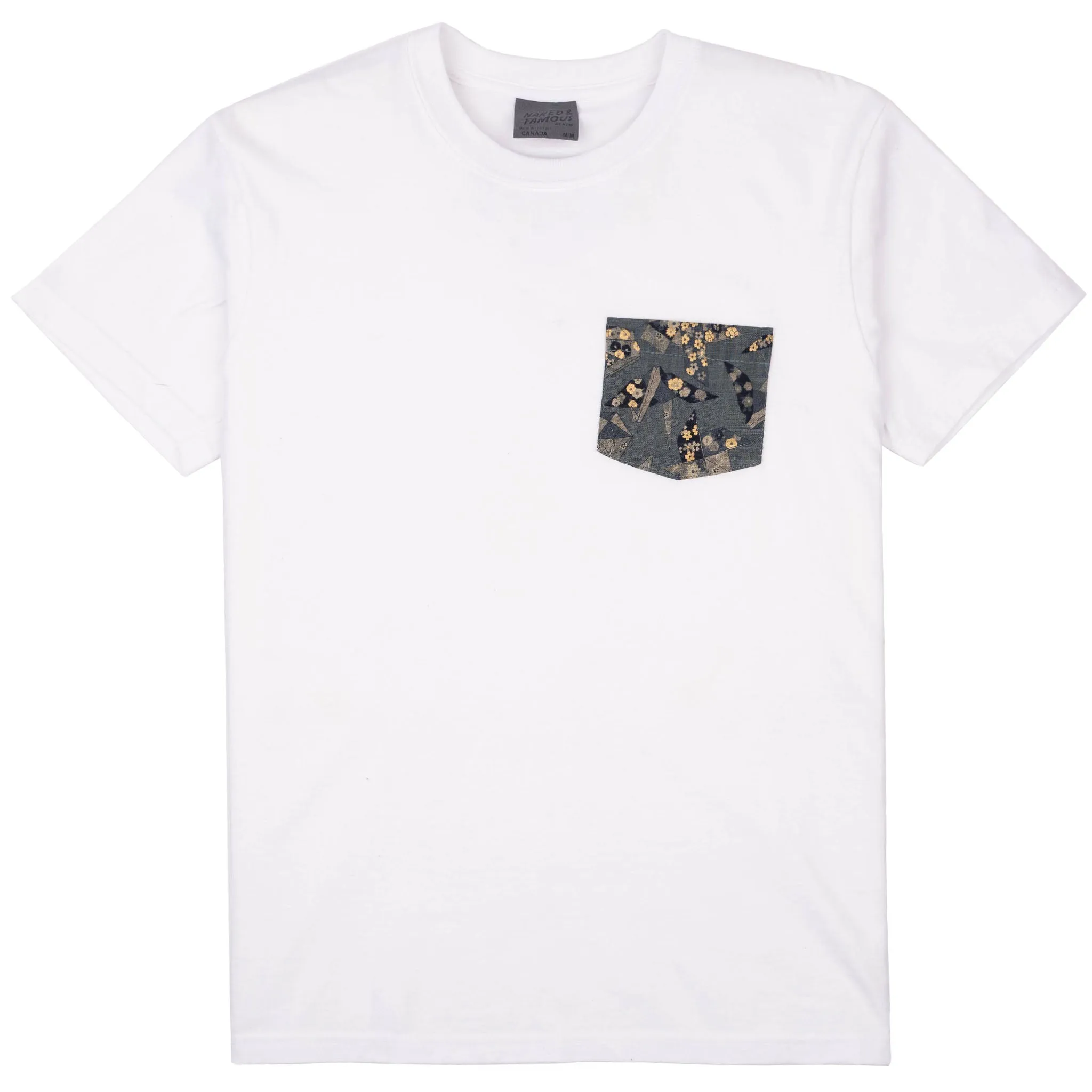 Smooth Flatlock Stitching Pocket Tee - White - Origami Poplin - Blue