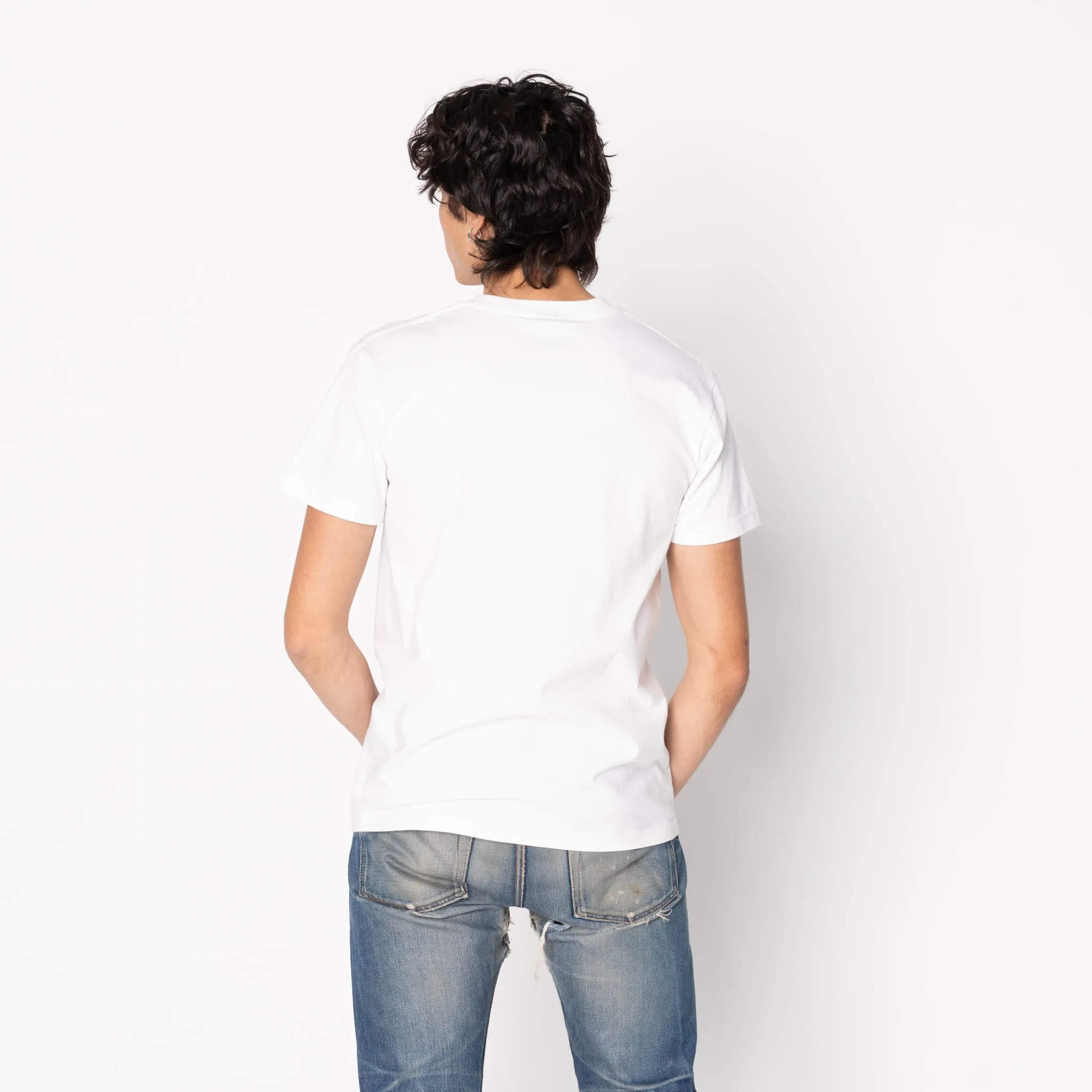 Pocket Tee - White - Origami Poplin - Blue Comfortable All Day Wear