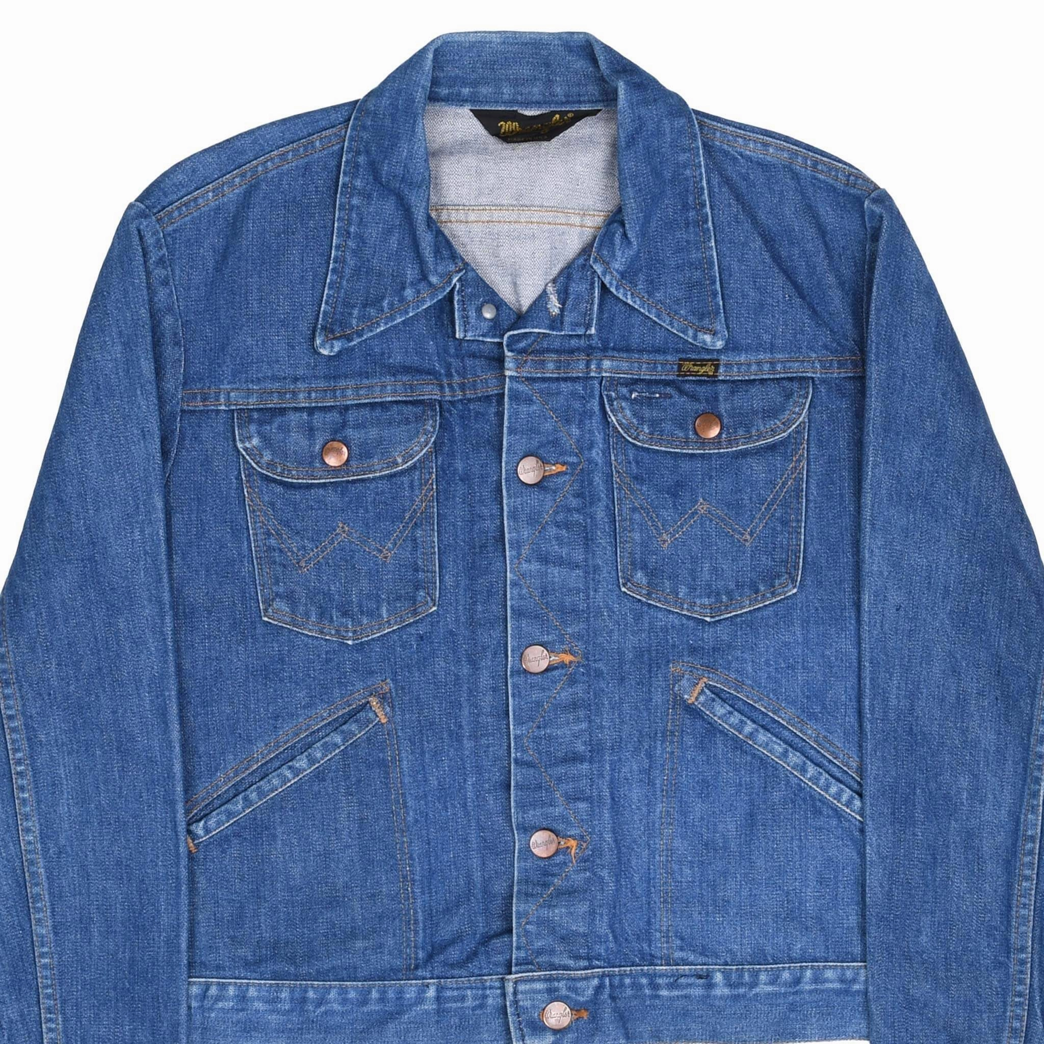 Party use slim VINTAGE WRANGLER 4 POCKETS DENIM JACKET 1970S SIZE 40 MADE IN USA