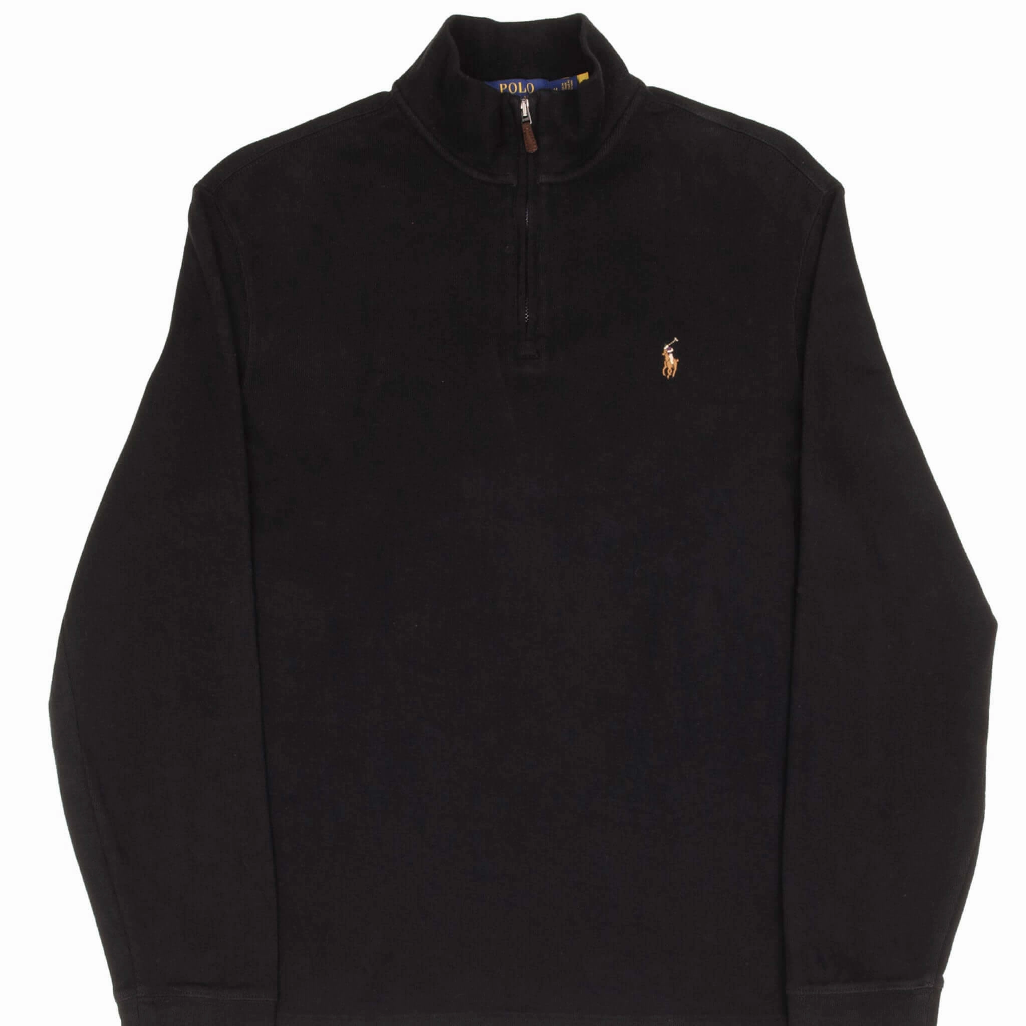 Cold Layer POLO RALPH LAUREN BLACK QUARTER 1/4 ZIP SWEATER SIZE MEDIUM