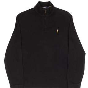 Cold Layer POLO RALPH LAUREN BLACK QUARTER 1/4 ZIP SWEATER SIZE MEDIUM