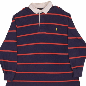 POLO RALPH LAUREN BLUE & RED STRIPED RUGBY POLO SHIRT SIZE 3XL BIG product anniversary charm