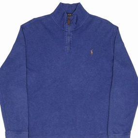 POLO RALPH LAUREN BLUE QUARTER 1/4 ZIP SWEATER SIZE LARGE product mesh lining breathability
